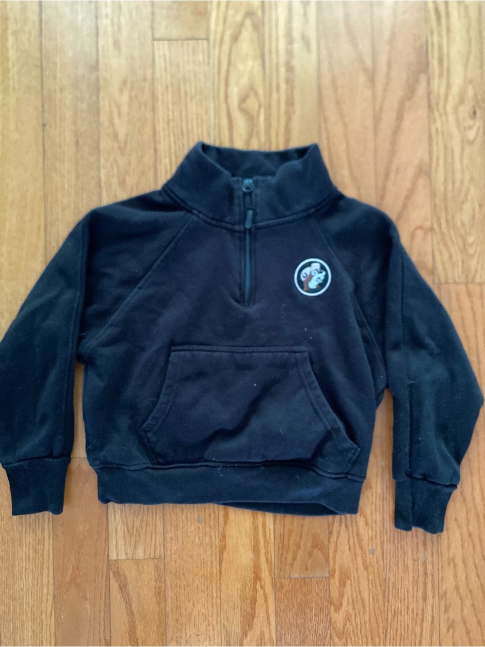 Kids Black Quarter-Zip Pullover Hoodie with Small Logo